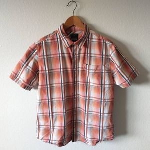 Prana Men's Bryner Short Sleeve Plaid Button Up in Rust | M